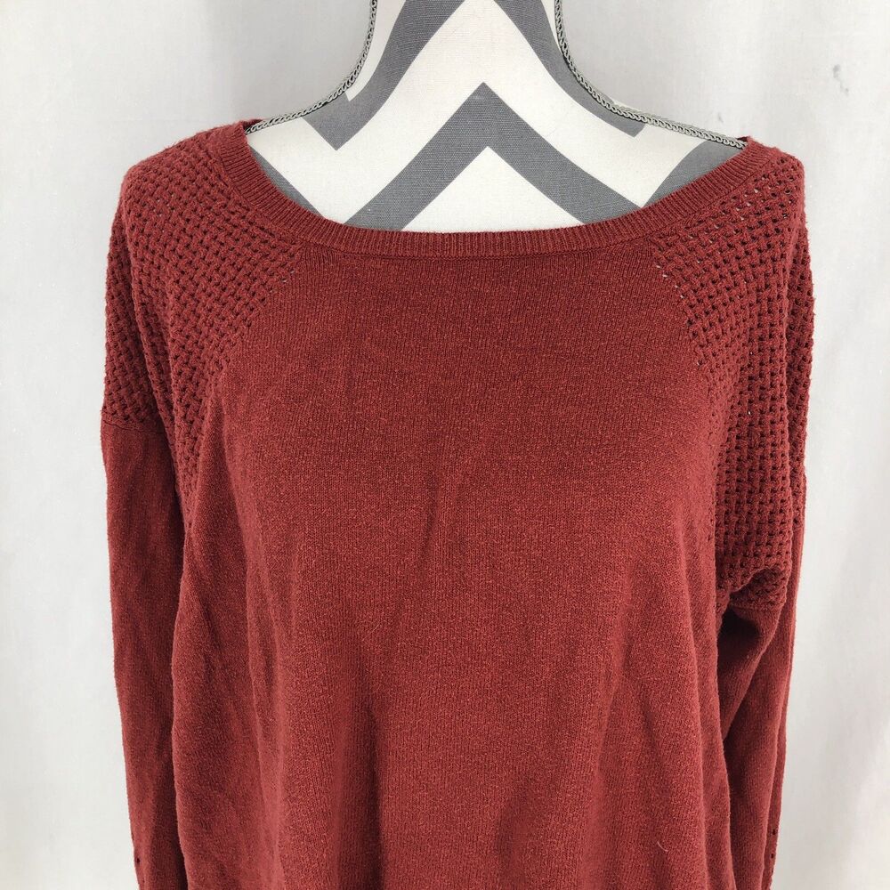 Maurices Red Open Knit Long Sleeve Sweater XXL